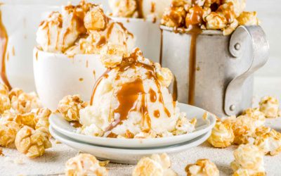 Karamell-Eis, gesalzene Butter und Popcorn