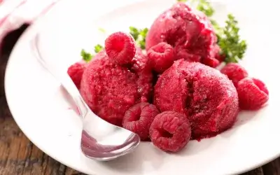 SALVISIE OG HINDBÆRSORBET