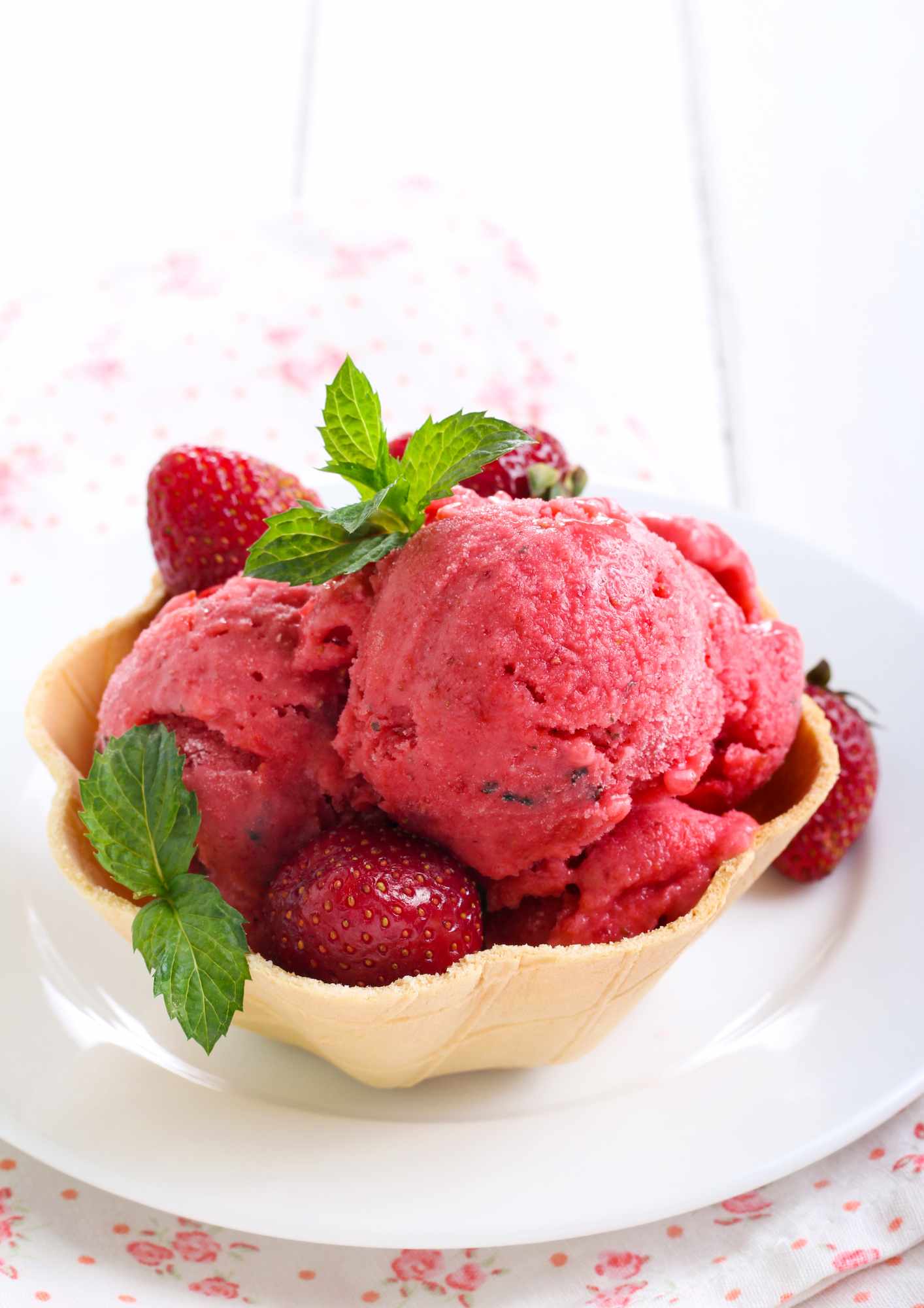 Rezept für Erdbeer-Minz-Sorbet Ninja Creami