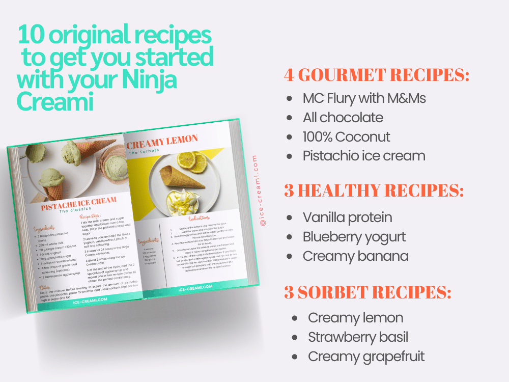 Libro di ricette Ninja Creami in francese e consigli per l&#39;utilizzo di Ninja Creami