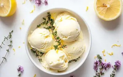 Lemon bergamot and thyme ice cream