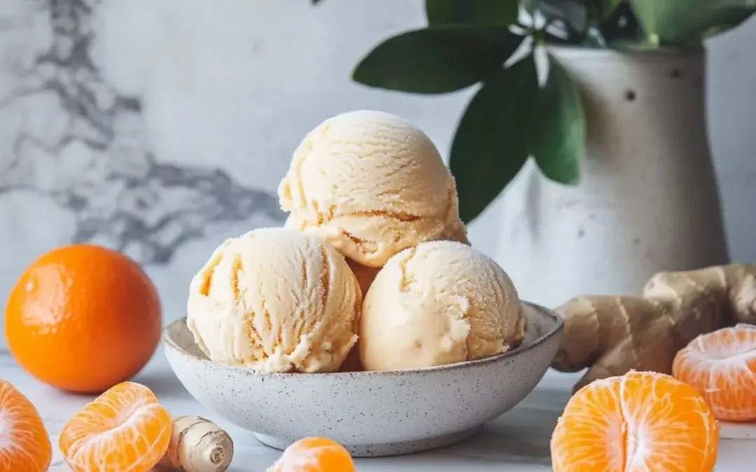 Clementine and ginger ice cream