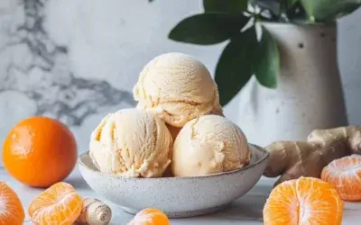 Clementine and ginger ice cream