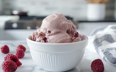 White Chocolate Raspberry Ice Cream with Fresh Raspberry Pieces with Ninja Creami