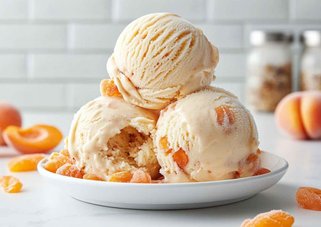 vanilla ice cream with apricot pieces with ninja creami