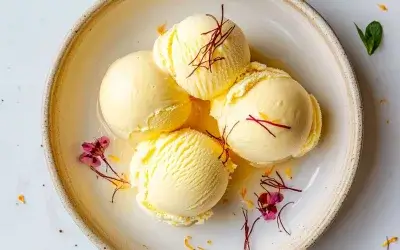 Saffron and honey ice cream